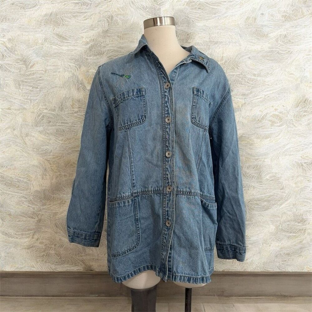 Vintage Y2K Crossroads Embroidered Denim Jean Jacket Coat Medium